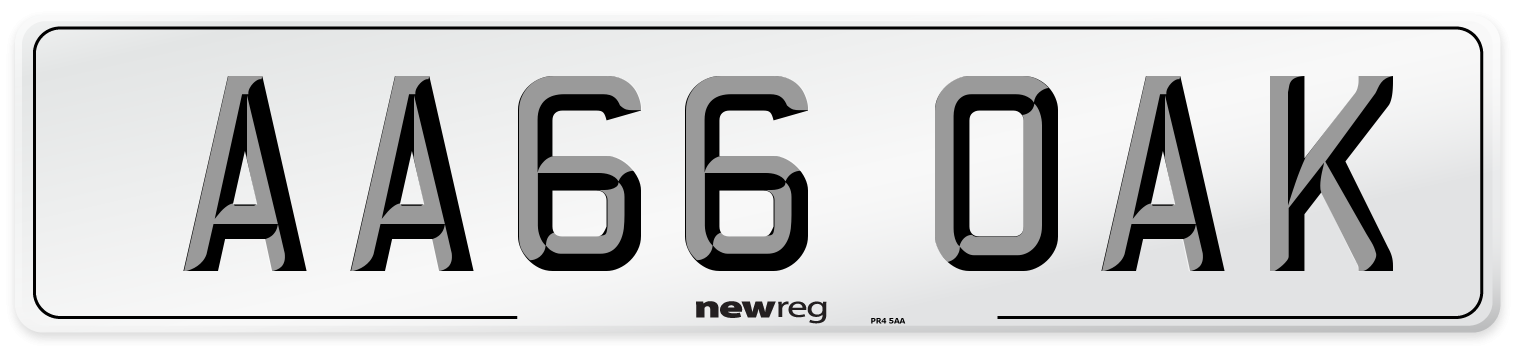 AA66 OAK Number Plate from New Reg